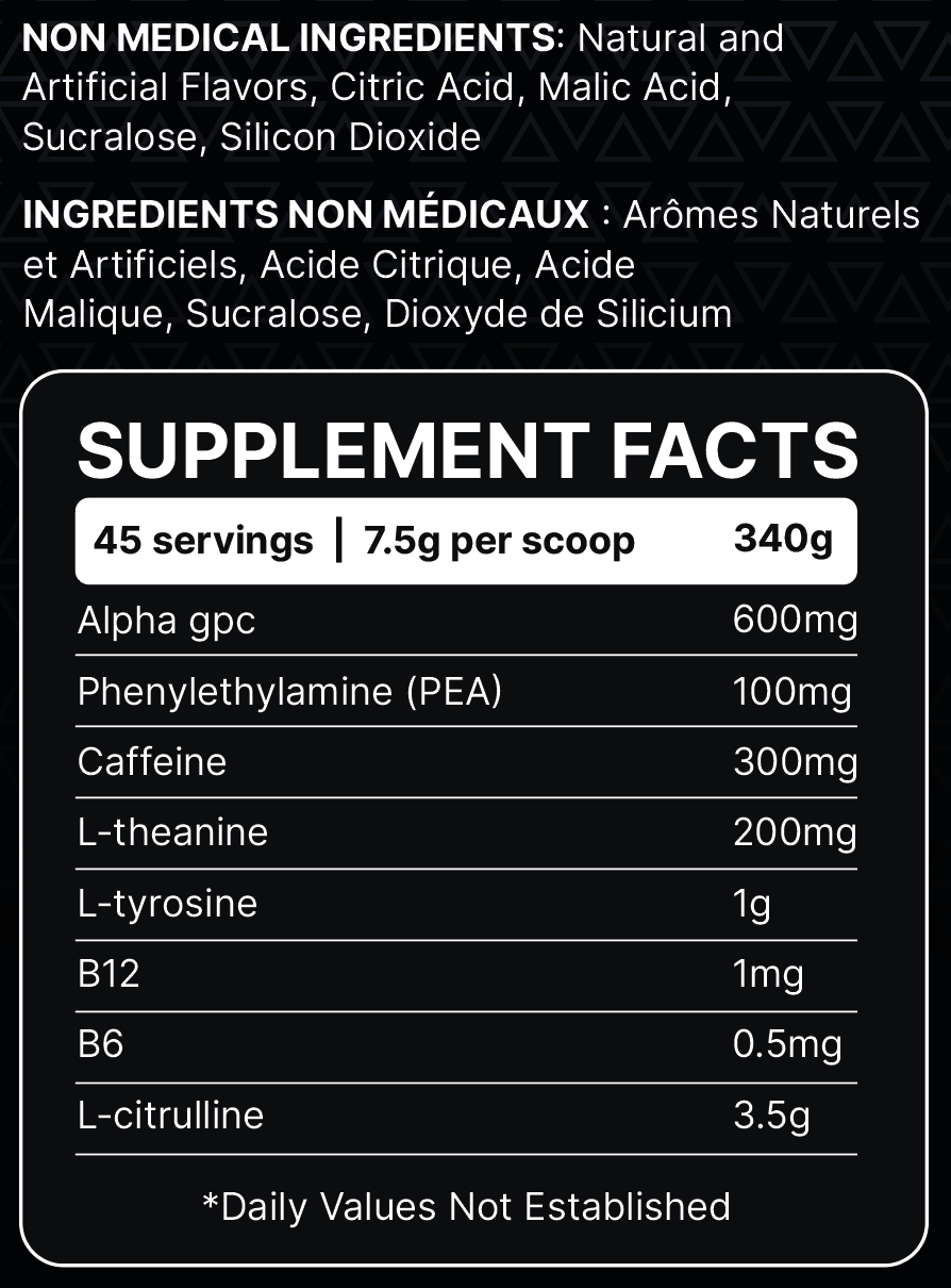 Maximus Athletics Hi Fi Pre Workout Nutrition Facts