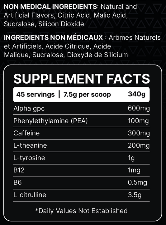 Maximus Athletics Hi Fi Pre Workout Nutrition Facts